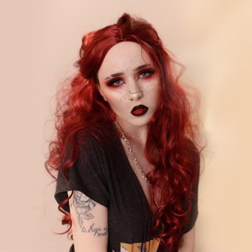 LONG CURLY WINE RED WIG 25 Inch WG1014