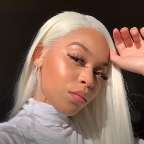 Long Straight White Synthetic Hair Lace Front Wig WG1117