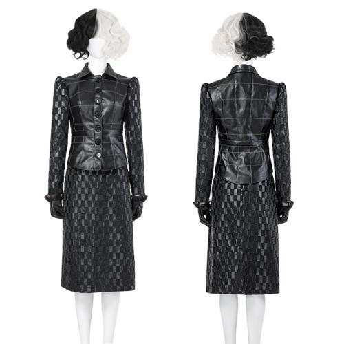 Wigtoday.com, Fashion Queen Cruella De Vil Leather Jacket Full Set Cosplay Costume COS074 Fashion Queen Cruella De Vil Leather Jacket Full Set Cosplay Costume COS074
