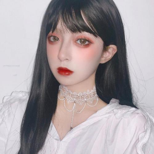 LONG BLACK AIR BANGS STRAIGHT WIG WM1190