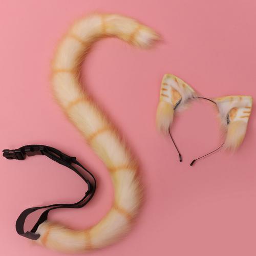 HAND MADE PLUSH ORANGE CAT EAR HAIR BAND TAIL SET AC251-AC253 FOR COSPLAY