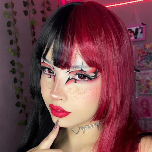 LOLITA HARAJUKU BLACK RED AIR BANGS WIG WG1078