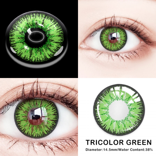 COSPLAY TRICOLOR GREEN CONTACTS TWO PIECES LEN1011