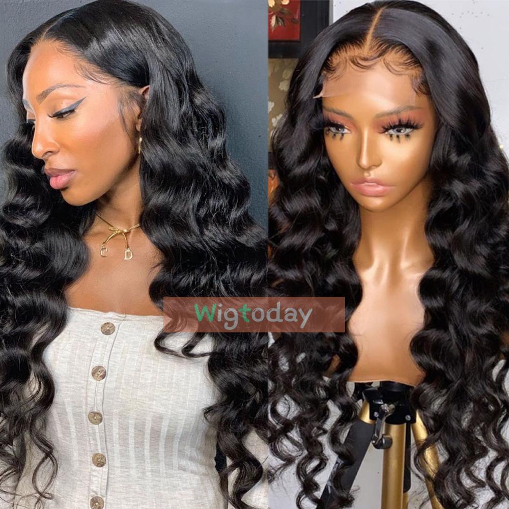 Transparent Lace 100% Human Remy Hair Loose Deep Wave 4x4 Lace Closure 13x4 13x6 lace frontal Wigs For Women 150% Density Natural Color HW1007