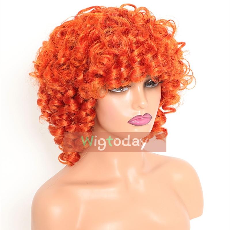 Short Curly Wigs 613 Blonde Black Orange Pink Synthetic Wigs for Women WG1127