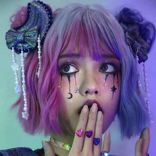 LOLITA HARAJUKU MIXED PINK PURPLE AIR BANGS CURLY WIG WM1163