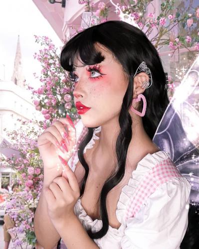 LONG BLACK AIR BANGS WAVY WIG WM1116