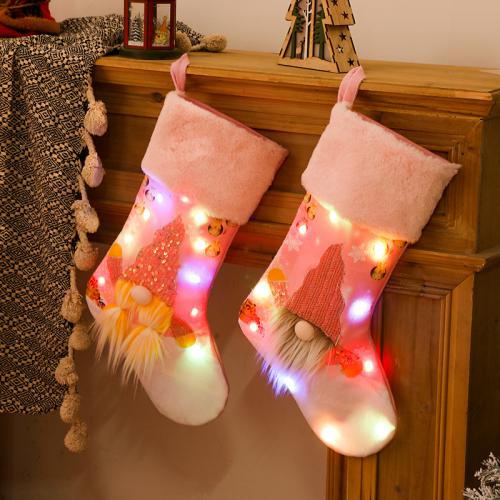 Christmas Decorative Rudolph Pink Illuminated Stocking Children's Holiday Gift Bag