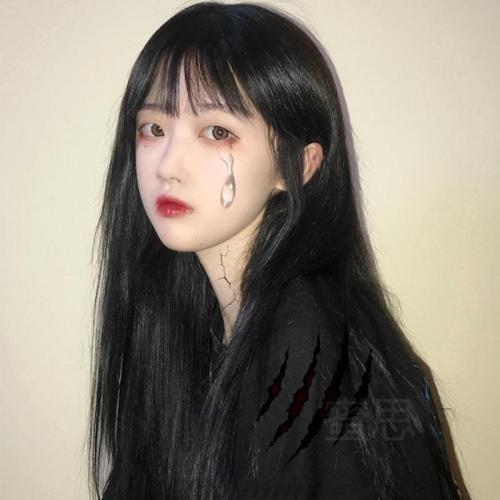 LONG BLACK AIR BANGS STRAIGHT WIG WM1066