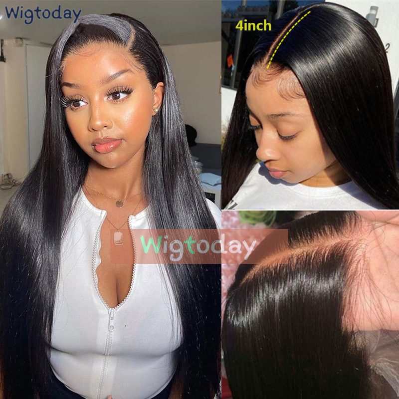 Transparent Lace 100% Human Remy Hair Straight 4x4 Lace Closure 13x4 13x6 lace frontal Wigs For Women 150% Density Natural Color HW1001
