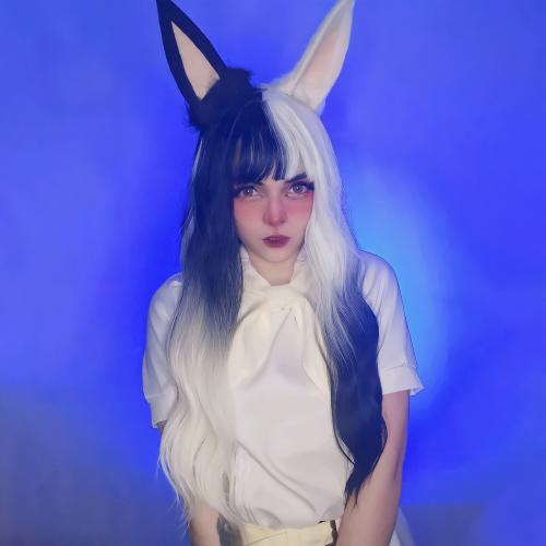 LOLITA HARAJUKU BLACK WHITE AIR BANGS CURLY WIG WM1180