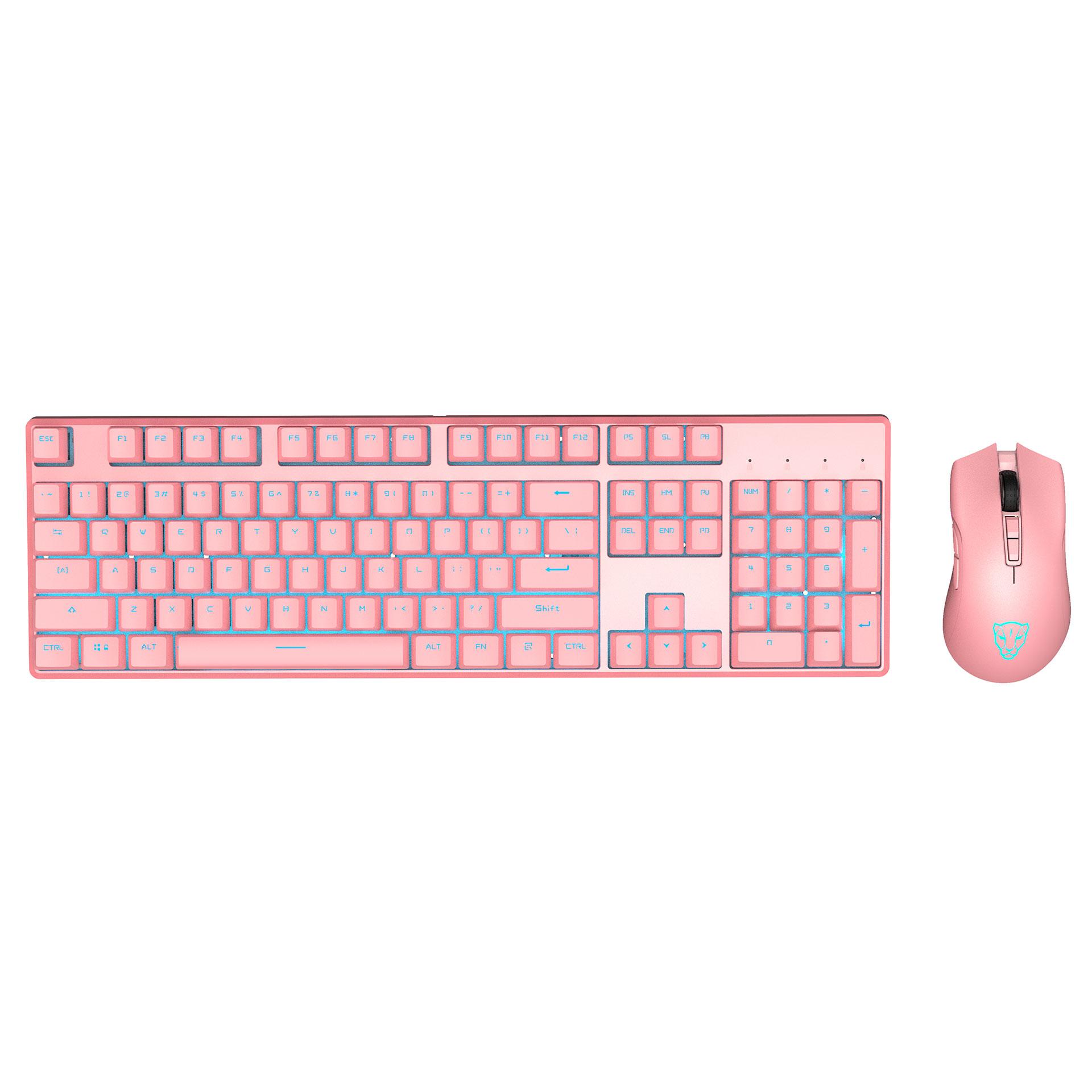 Motospeed CK700 Zeus Optical switch, Ice blue backlit Keyboard Mouse Combo-Pink color(Waterproof IP68)